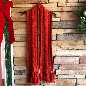 Michael Kors orange soft cable knit tassel Scarf NWT